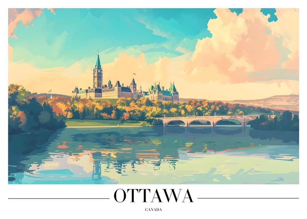 Reflections of Parliament Hill: Ottawa's Elegance premium reproduction