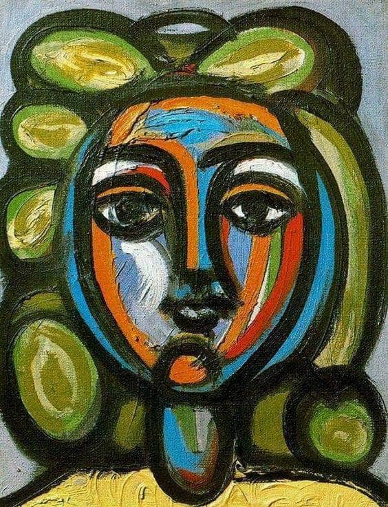 Pablo Picasso: Head of a Woman with Green Curls (1946) premium reproduction
