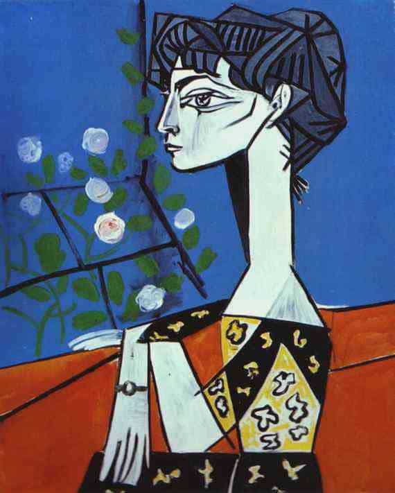 Pablo Picasso: Jacqueline with Flowers (1954) premium reproduction