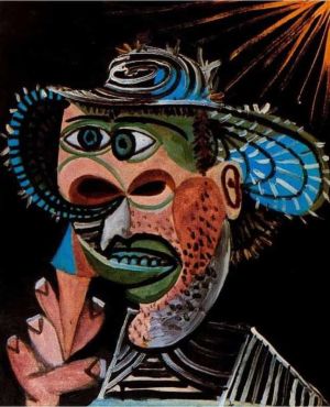 Pablo Picasso: Man in a Straw Hat with an Ice Cream wall art