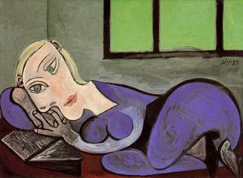 Pablo Picasso: Mujer Acostada Leyendo (1960) premium reproduction
