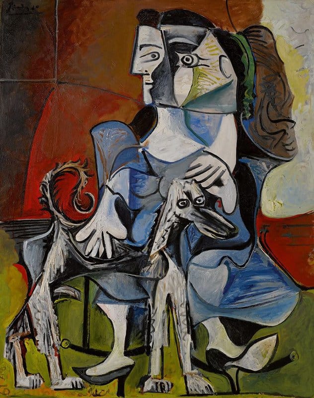 Pablo Picasso - Woman With A Dog (1962) premium reproduction