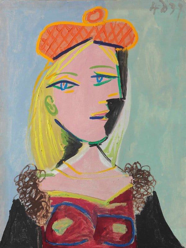 Pablo Picasso's Woman with Orange Beret and Fur Collar, 1937 premium reproduction