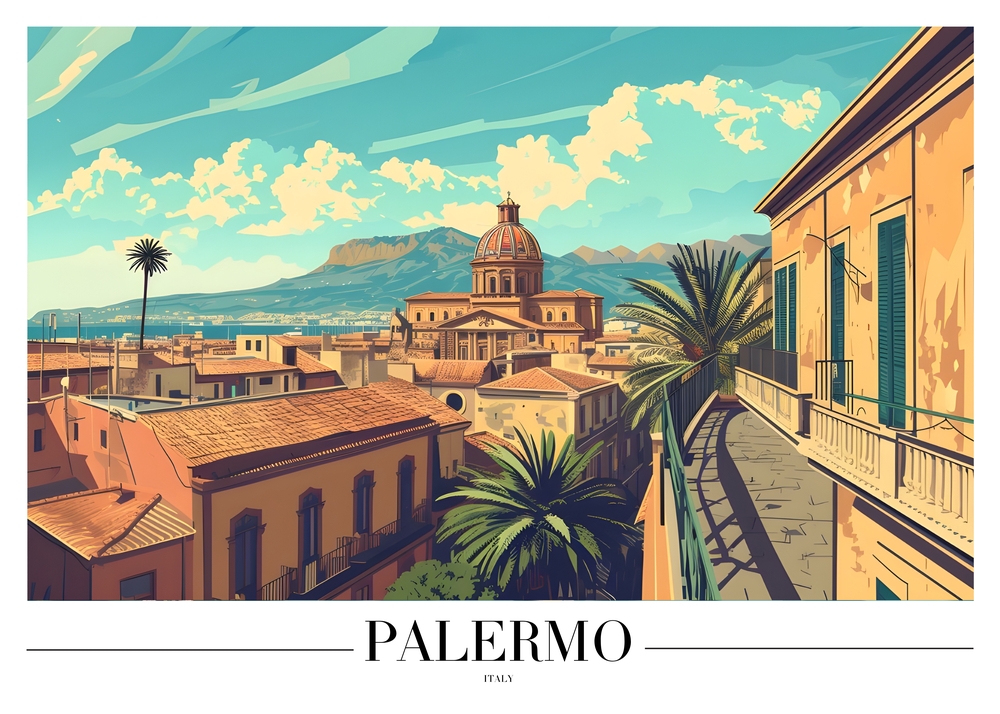 Palermo: A Serene Italian Panorama premium reproduction