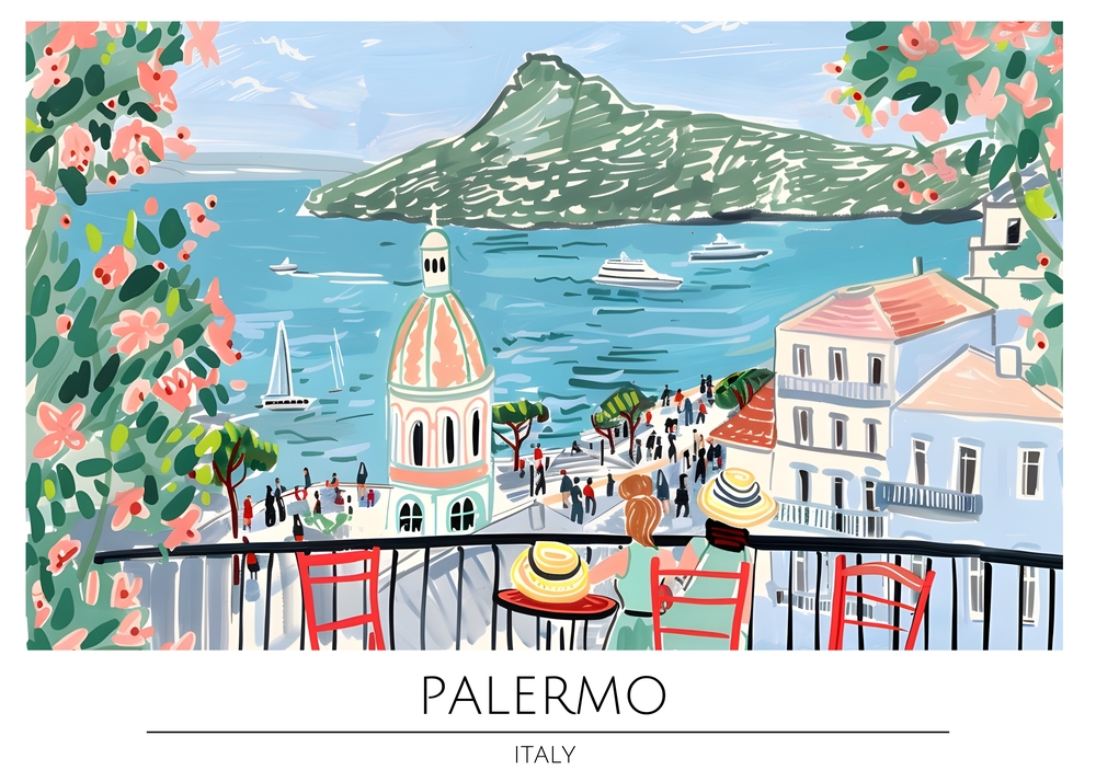 Sunny Day in Palermo, Italy premium reproduction