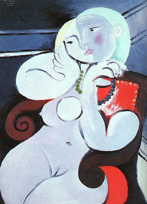 Picasso's Female Nude in Red Armchair premium reproduction