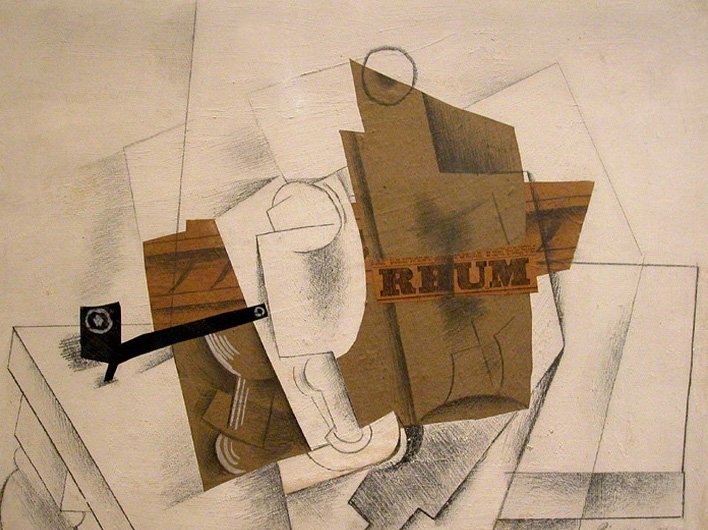 Picasso: Still Life with Pipe and Bottle of Rum, 1914 premium reproduction