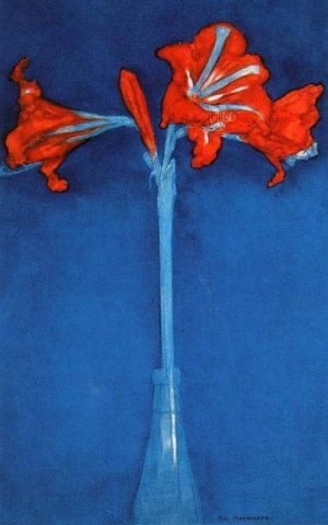 Piet Mondrian: Amaryllis on Blue Background, 1910 wall art
