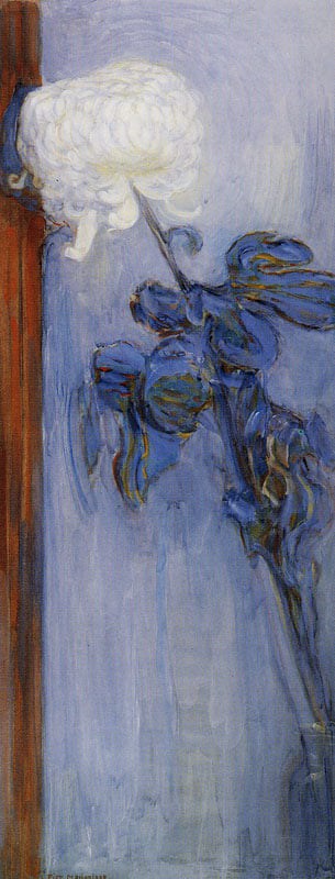Piet Mondrian's Chrysanthemum With Red Curtain - 1908 premium reproduction