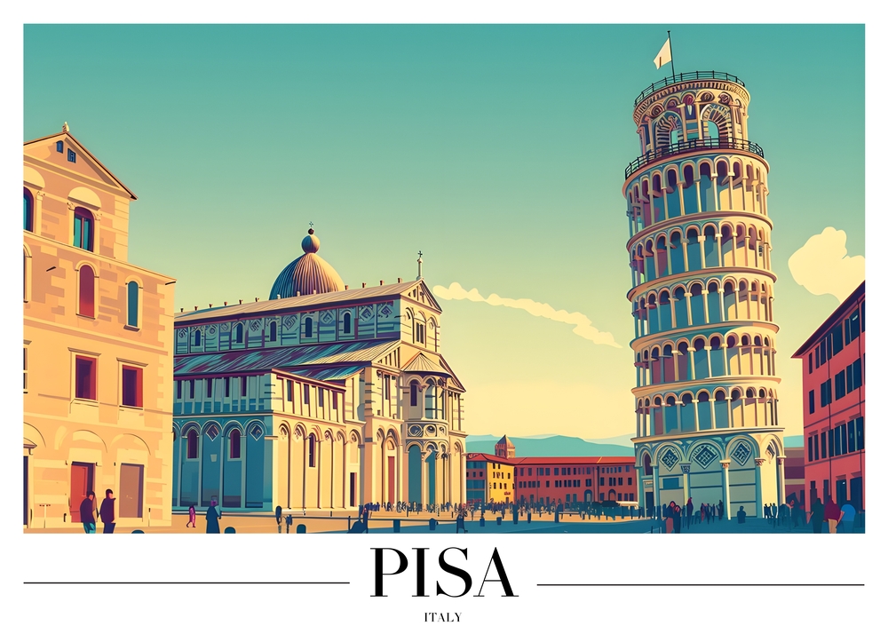 The Leaning Tower of Pisa: Architectural Marvel in Italy premium reproduction