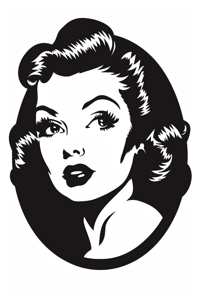 Iconic Elegance: Monochrome Pop Art Portrait premium reproduction