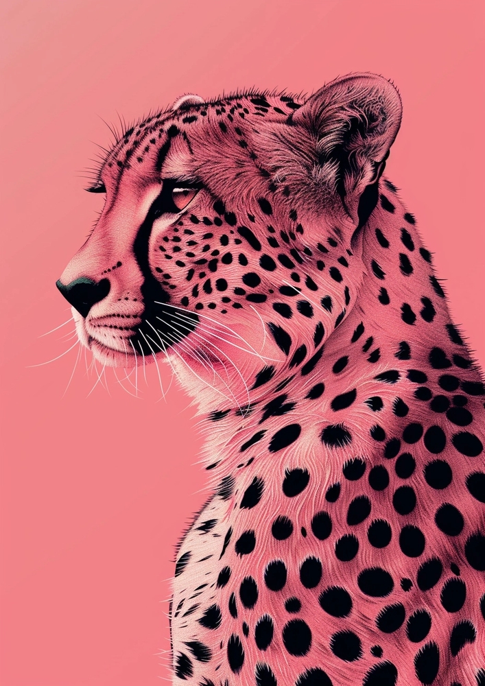 Elegance in Pink: Cheetah Enigma premium reproduction