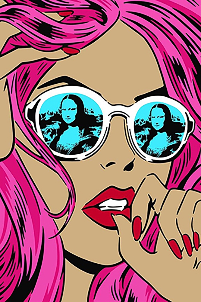 Vibrant Pop Art with Mona Lisa Reflections premium reproduction