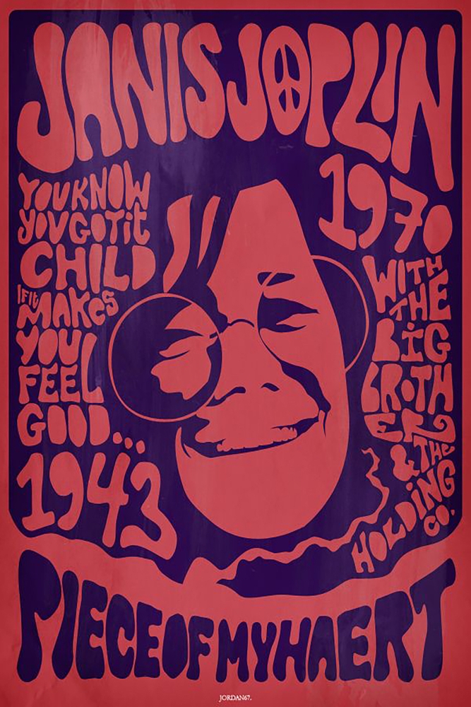 Janis Joplin Pop Art Tribute - Piece of My Heart premium reproduction
