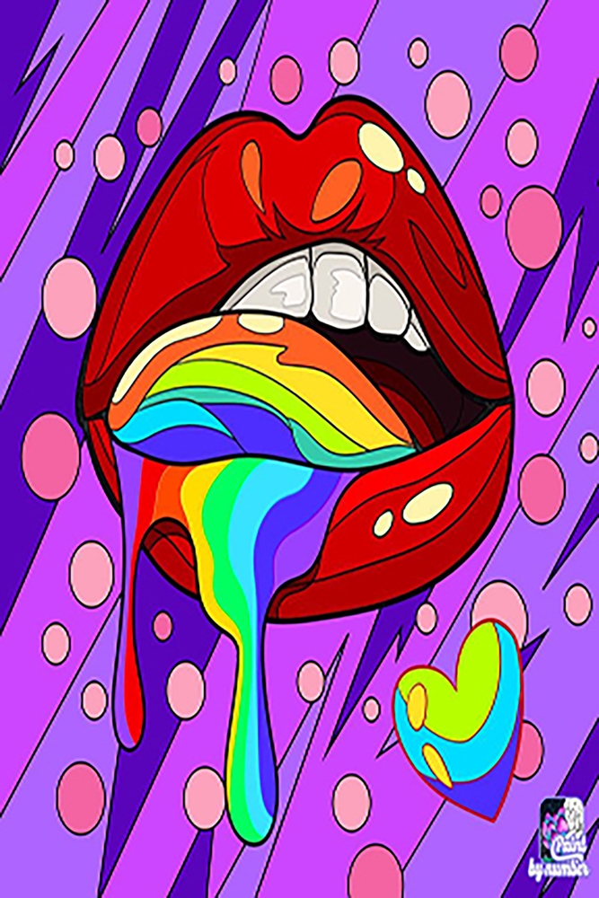 Vibrant Expression: Rainbow Lips Unleashed premium reproduction