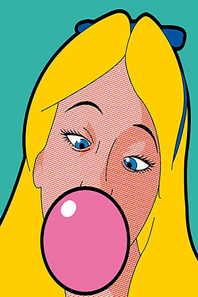 Vibrant Pop Art: Girl with Bubblegum premium reproduction