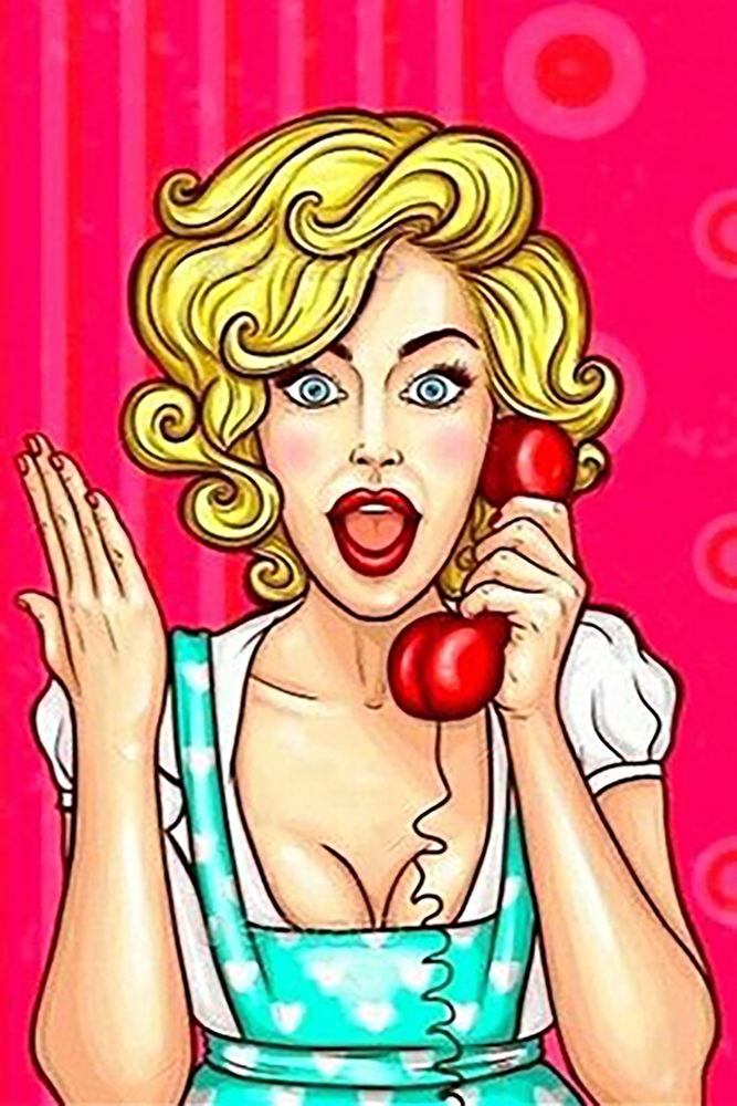 Surprised Woman on the Telephone - Pop Art Style premium reproduction