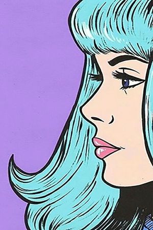 Vibrant Pop Art Portrait of a Woman with Blue Hair wall art