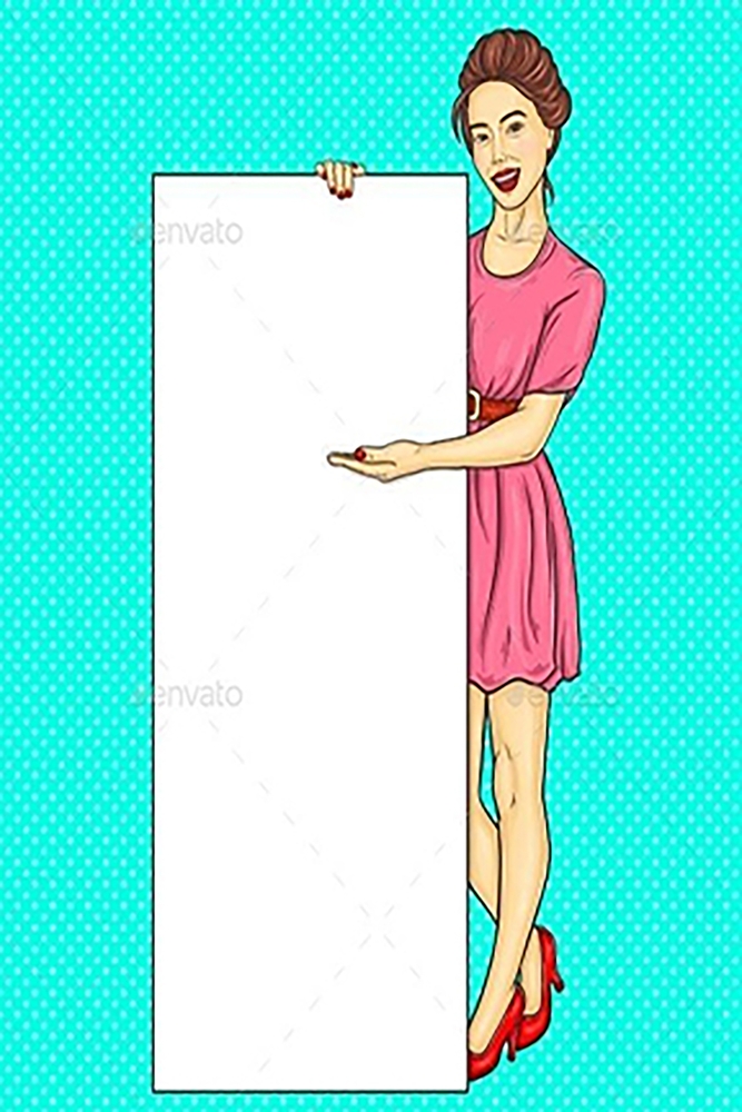 Vibrant Pop Art: Retro Woman in Pink premium reproduction