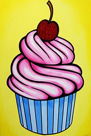 Vibrant Pop Art Cupcake with Cherry wall art