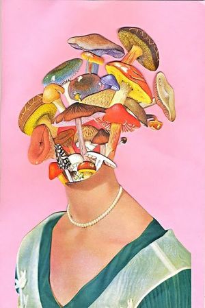 Psychedelic Mushroom Head - Pop Art Collage wall art