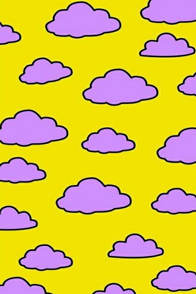 Vibrant Pop Art Clouds on Yellow premium reproduction