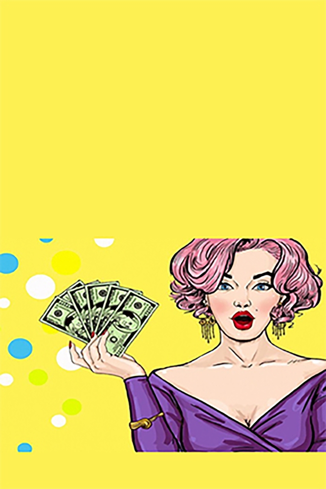 Pop Art Icon with Money: A Colorful Ode premium reproduction