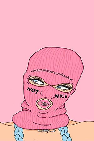 Vibrant Rebellion in Pink Balaclava wall art