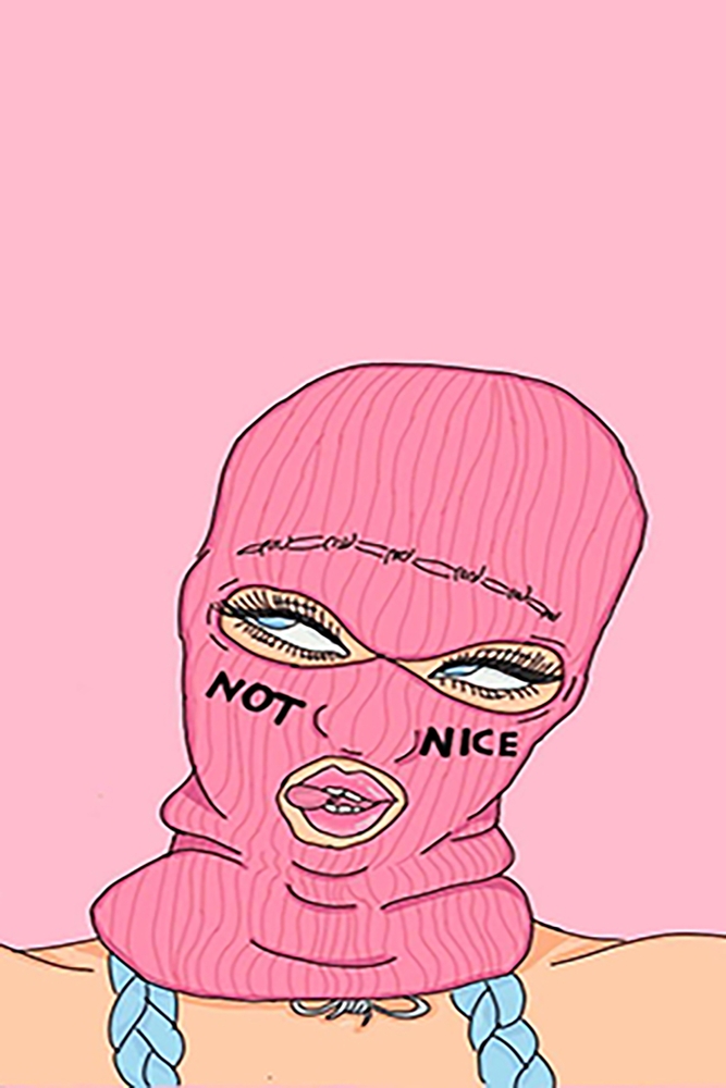 Vibrant Rebellion in Pink Balaclava premium reproduction