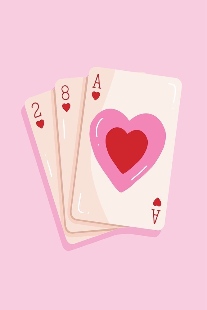 Hearts in Pop Art: A Playful Poker premium reproduction