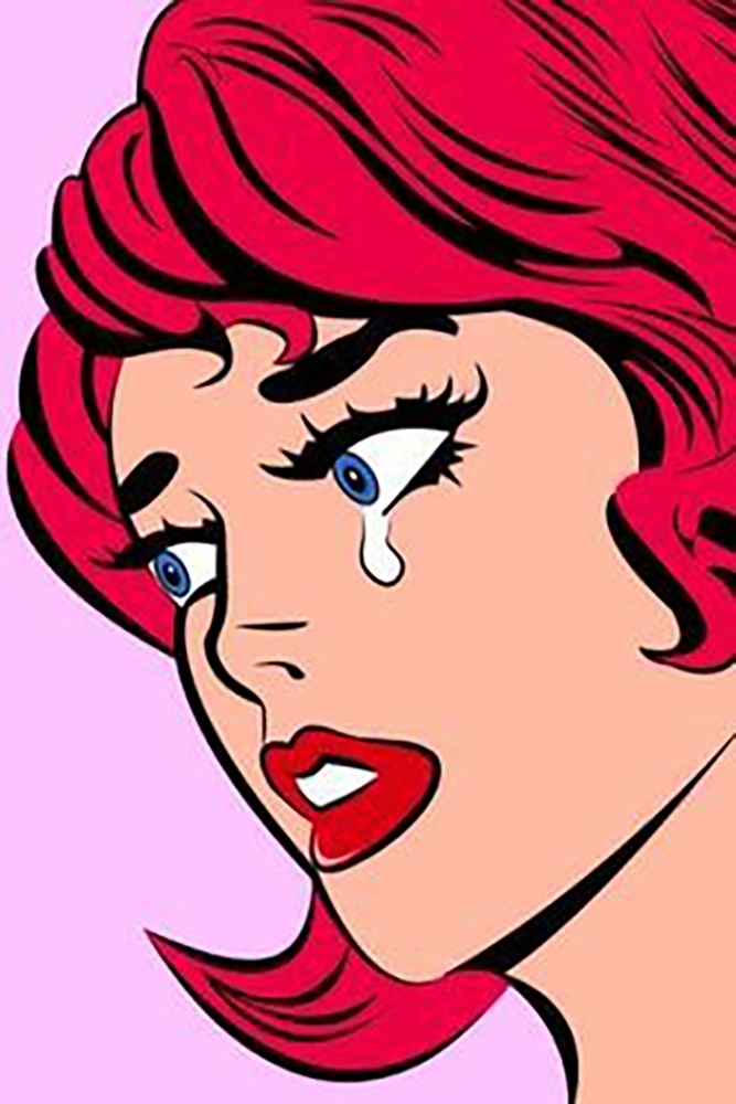 Crying Girl in Pop Art Style premium reproduction