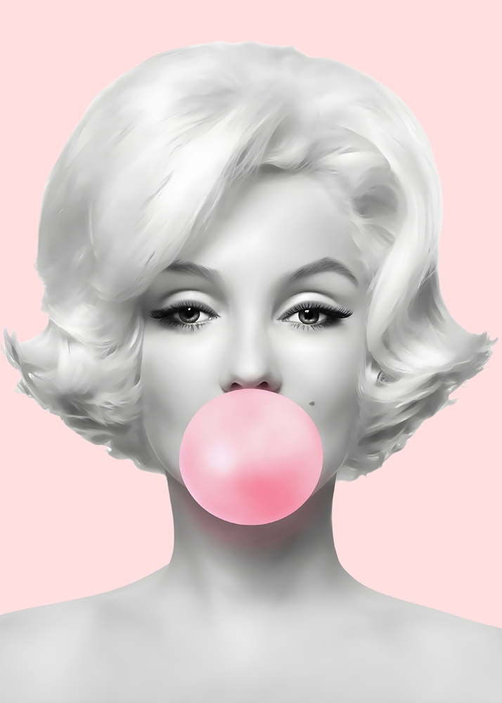 Iconic Pop Art Portrait with Bubblegum premium reproduction