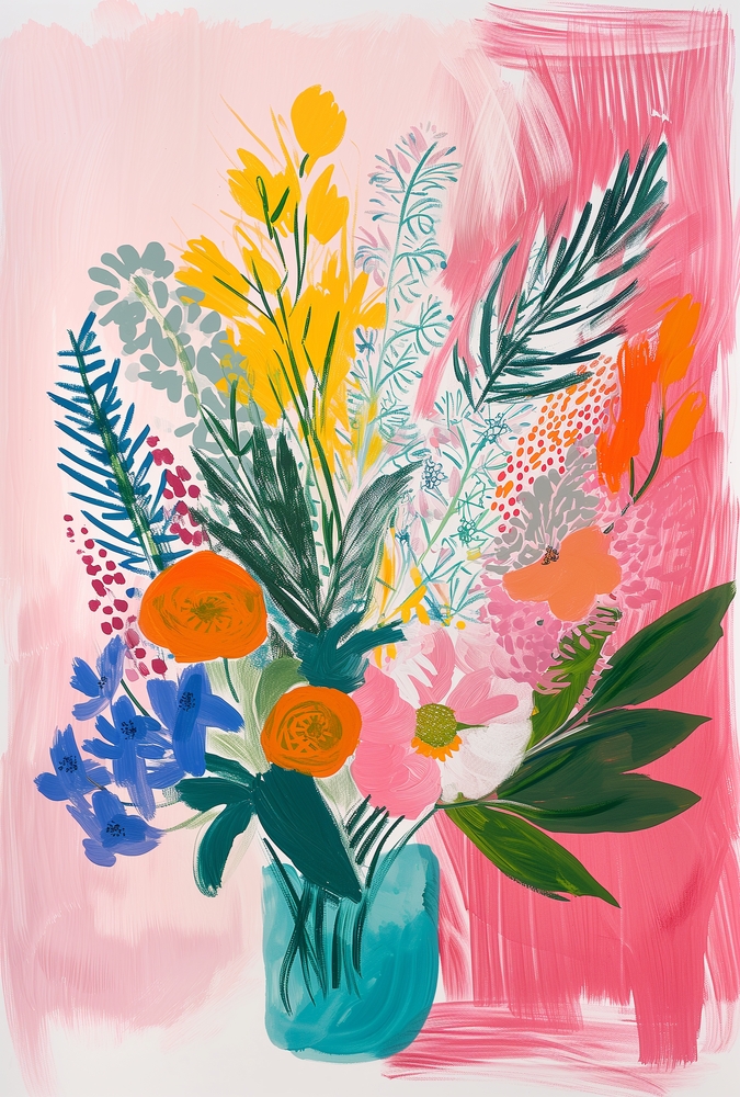Vibrant Floral Expression in Pop Art premium reproduction