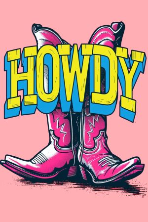 Vibrant Pop Art: Howdy Cowboy Boots wall art