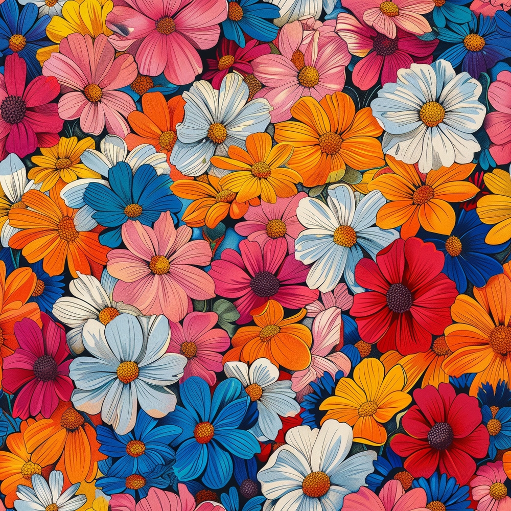 Vibrant Floral Pop Art Extravaganza premium reproduction