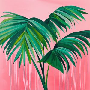 Vibrant Tropical Leaves on Pink wall art