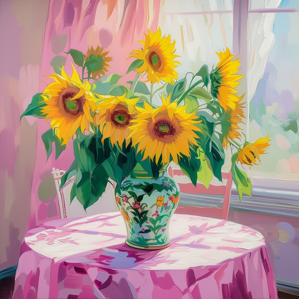 Vibrant Sunflowers in Pop Art Style premium reproduction