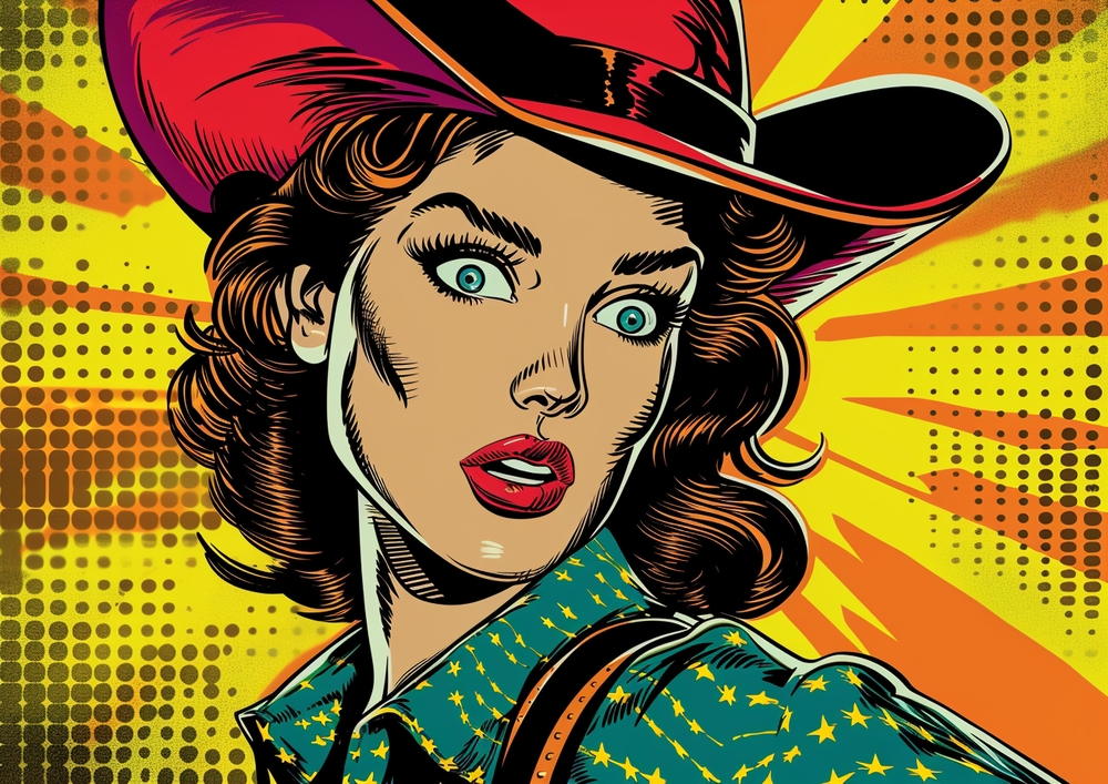 Vibrant Pop Art Heroine premium reproduction