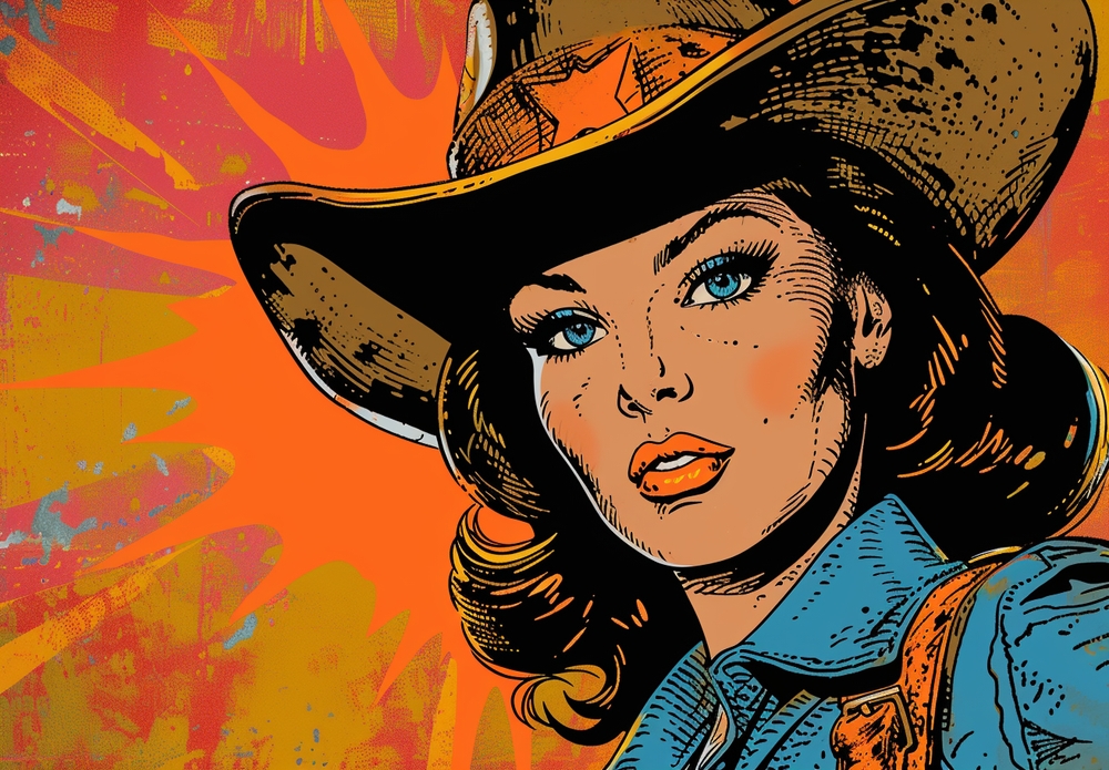 Vibrant Cowgirl Pop Art premium reproduction