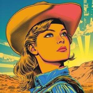 Pop Art Sunset Cowgirl wall art