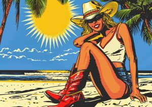 Vibrant Beach Day in Pop Art wall art