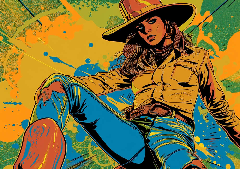 Vibrant Pop Art Cowboy Aesthetic premium reproduction