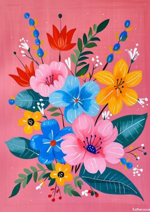Vibrant Floral Pop Art by Kothacous wall art