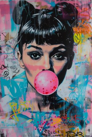 Vivid Pop Art Portrait with Bubblegum wall art
