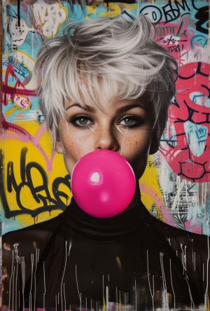 Vivid Expression: Street Art with Bubblegum Flair wall art