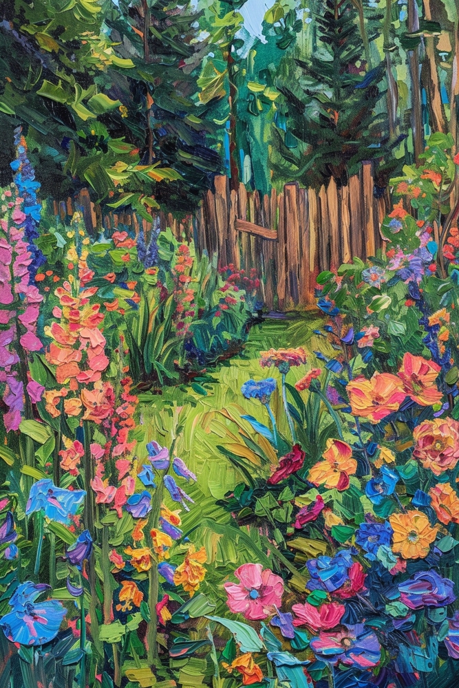 Vibrant Garden Pathway premium reproduction