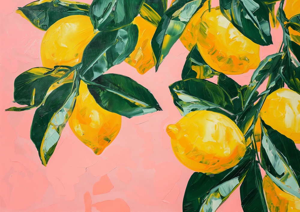 Vibrant Lemons on Pink - A Pop Art Celebration premium reproduction