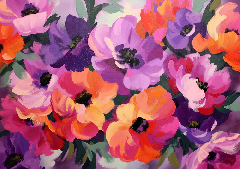 Vibrant Floral Symphony premium reproduction