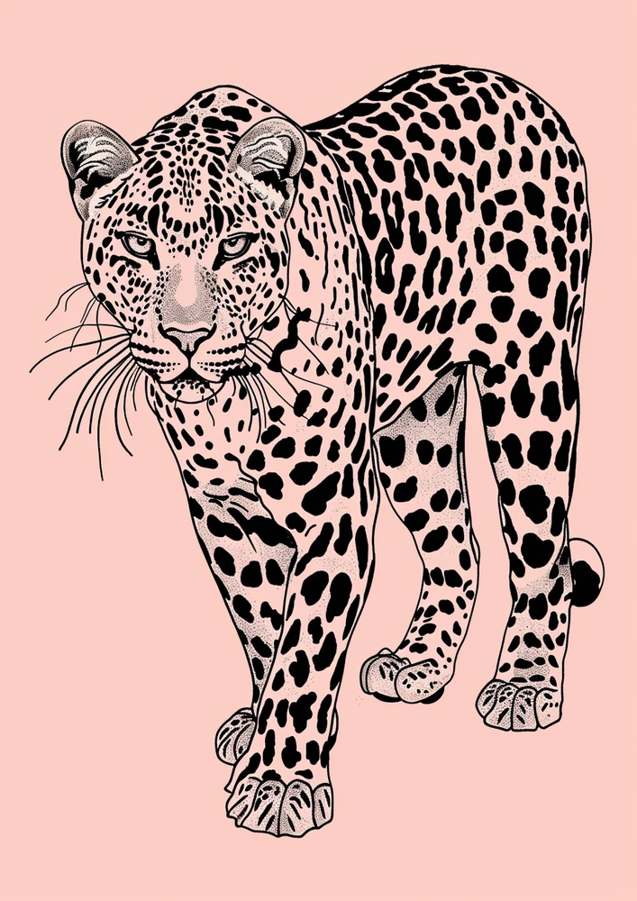 Contemporary Pop Art Leopard Illustration premium reproduction