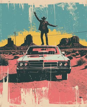 Retro Road Trip Adventure in Pop Art Style wall art